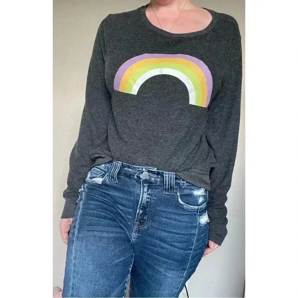 Wildfox Gray Rainbow Sweater